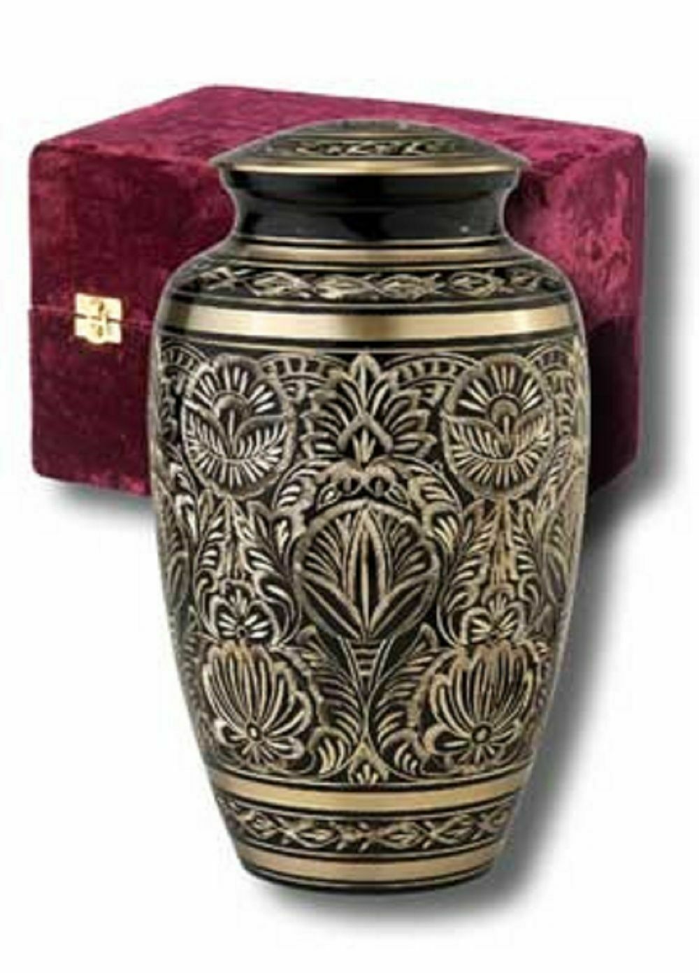 Brass Cremation Urn w. Velvet Box, 6″ Infant/Pet Size