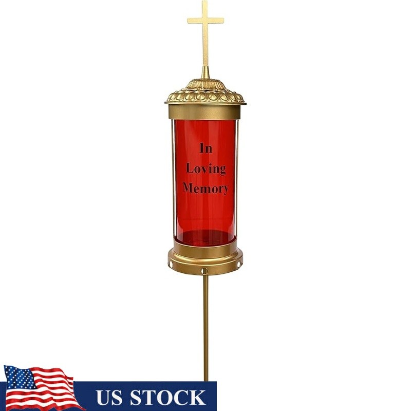 Cemetery Vigil Light Outdoor Memorial Lantern Weather Resistant Grave Decoration
