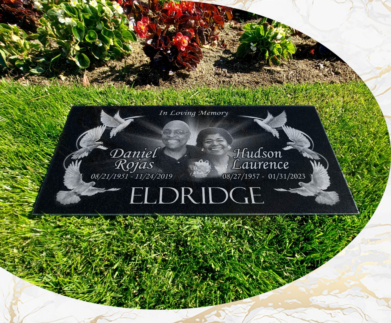 Memorial Headstone 24x12x3/4 inches Human Grave Marker Tombstone Black Granite