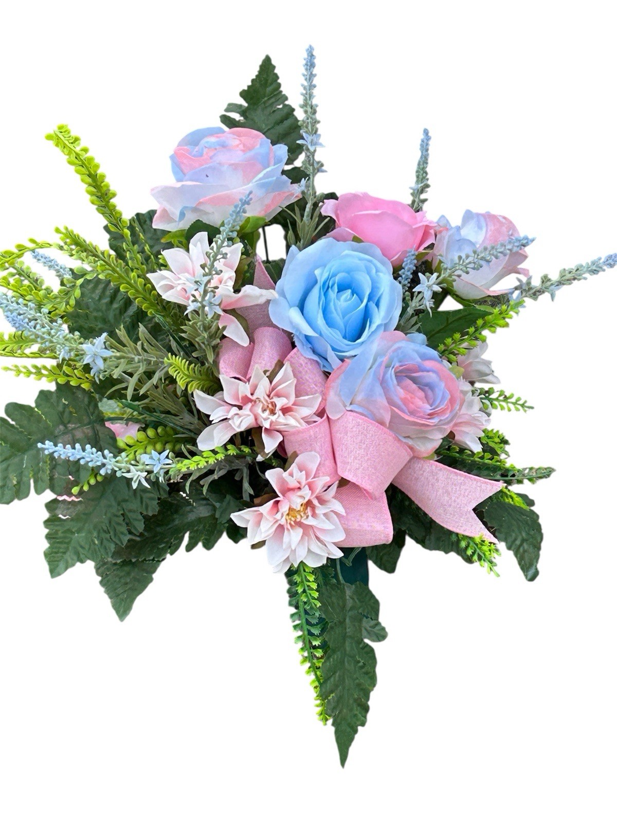 Pink And Blue Grave Cone-Memorial Cemetery Vase Arrangement – Boy Or Girl Vase