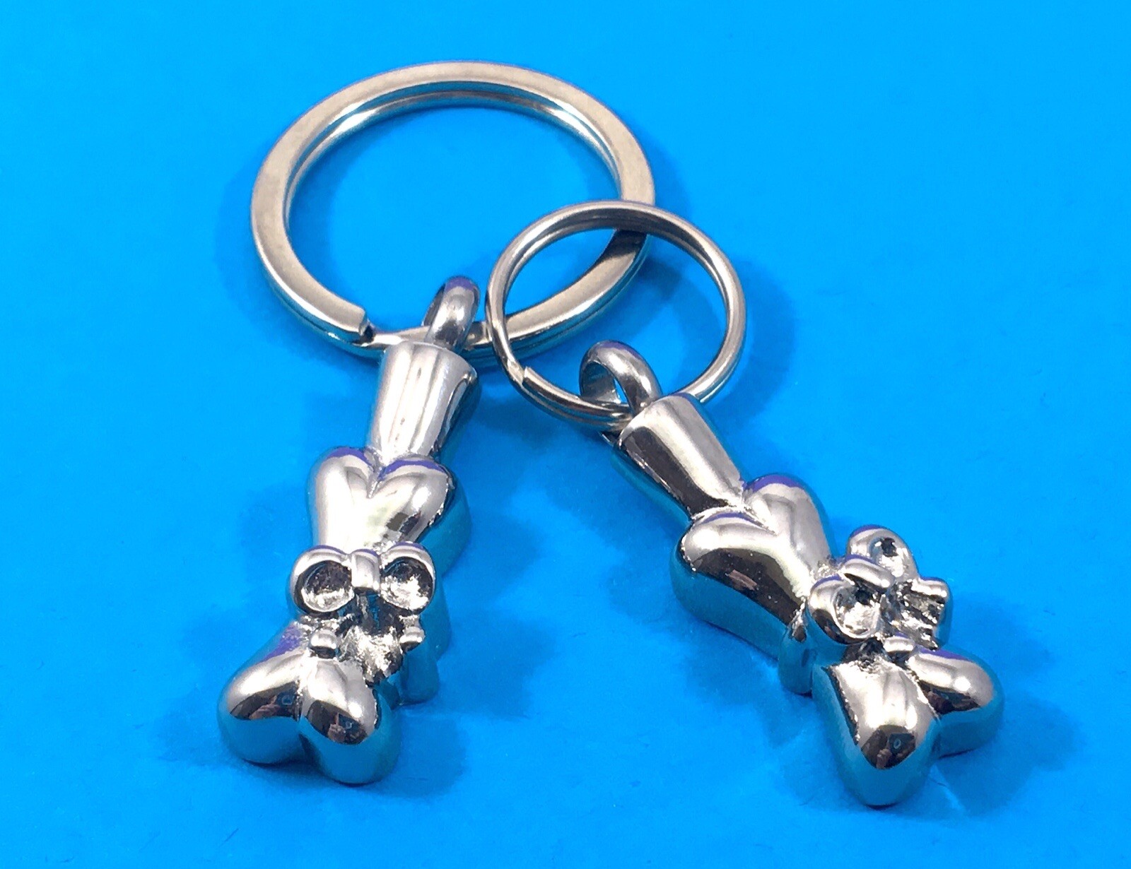 Keyring Urn .5″ Key Chain Dog Cremation Pendant Holds Ashes Pet Bone Ribbon Bow