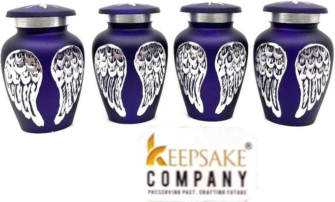 Purple Small Urns for Human Ashes – Angel Wings Mini Urns for Human Ashes – Crem