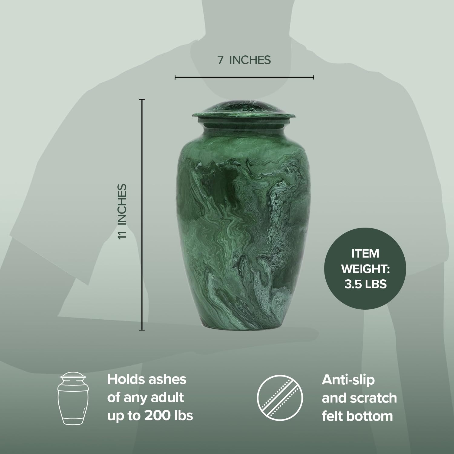 Eternal Harmony Large Urn for Ashes, Adult Male & Female Cremation Urn for Human