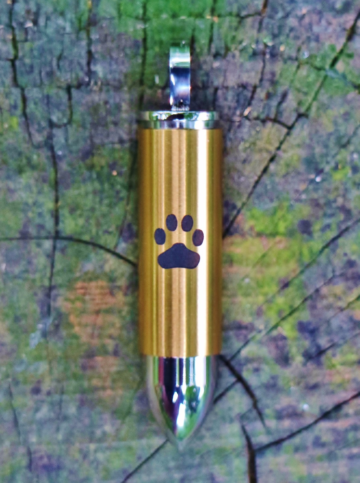 Keyring Urn .5″ Key Chain Mens Golden Bullet Cremation Pendant For Ash Pet Dog