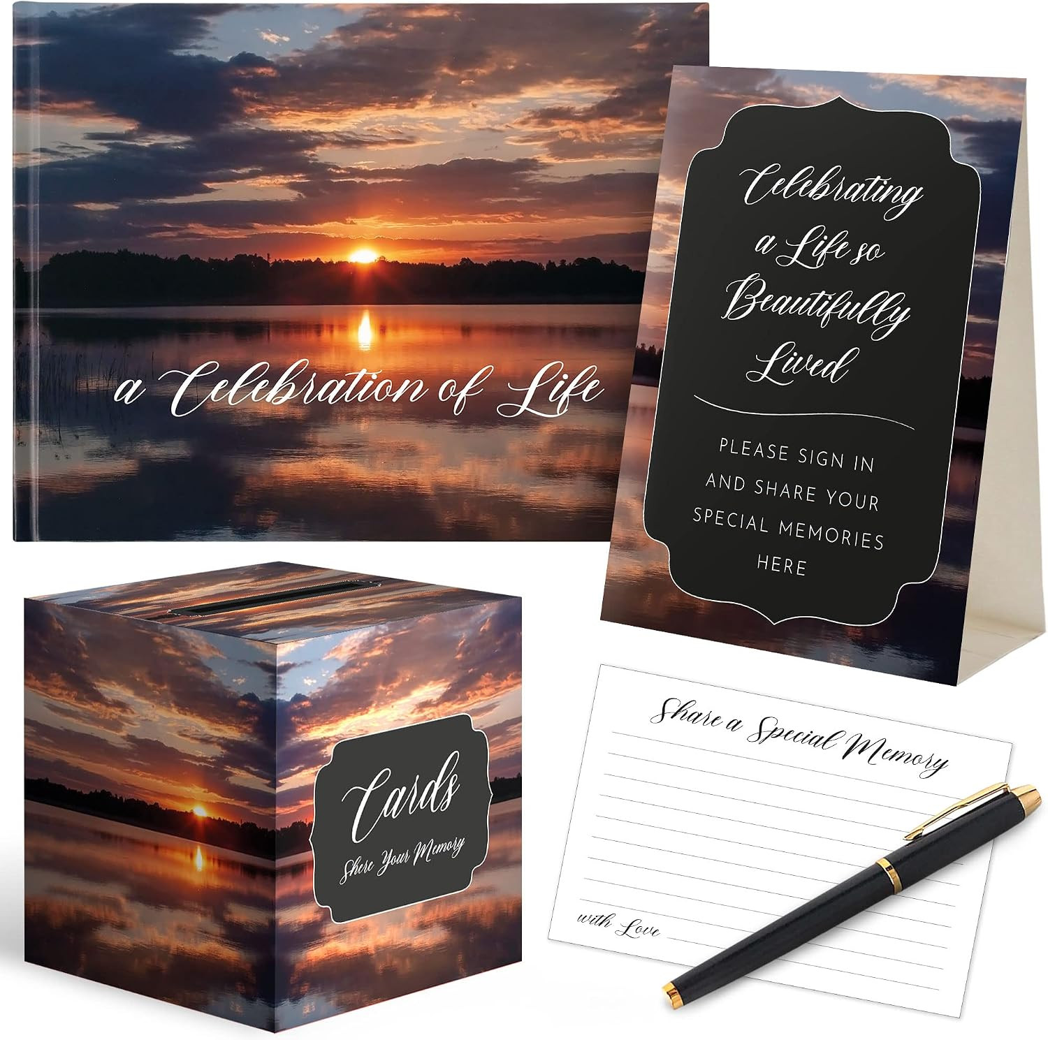 All-In-One Funeral Guest Book Set – Elegant Memorial Guestbook, Funeral Register
