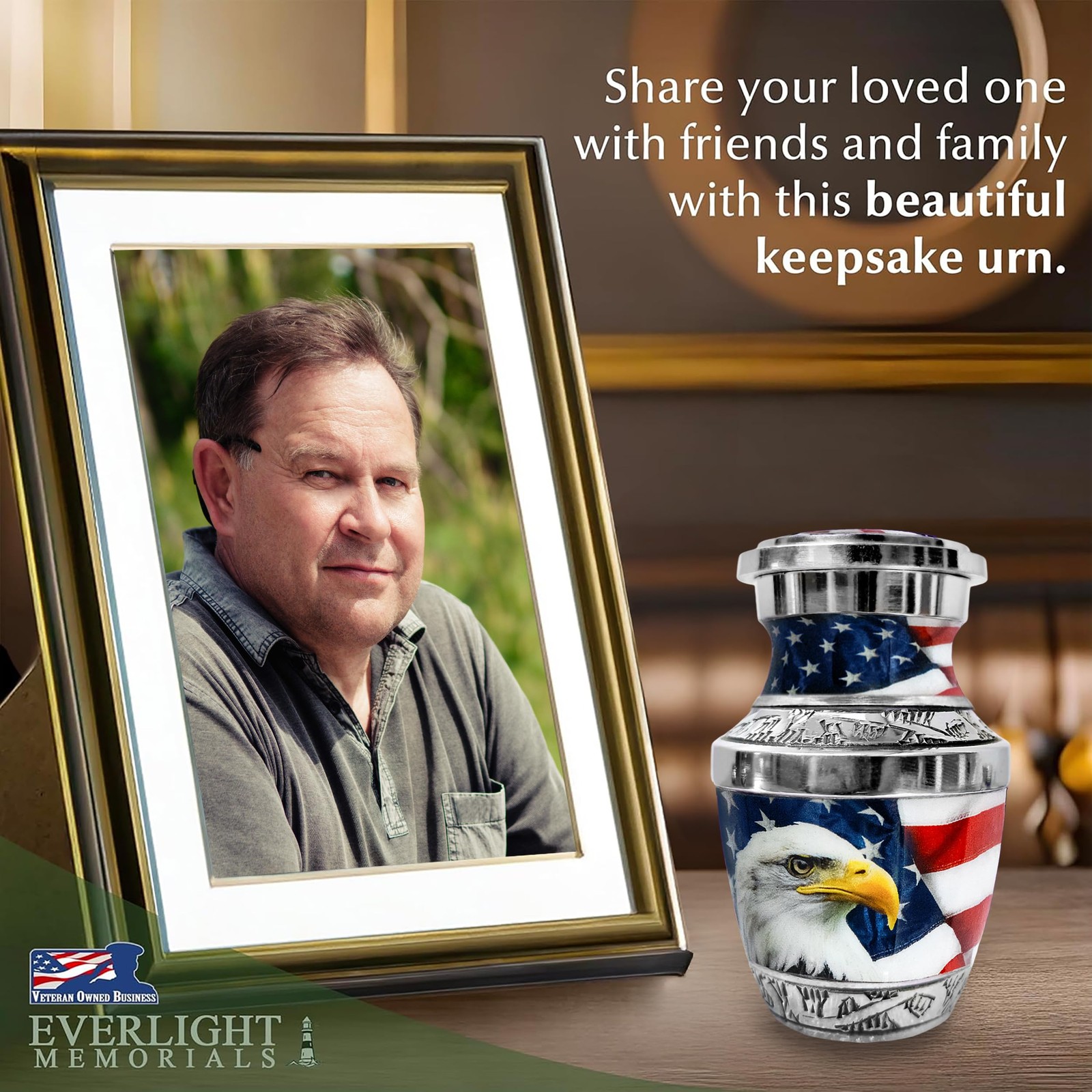 Eagle Urn Keepsake Ashes Cremation Memorial Human Adult Small Patriotic Display