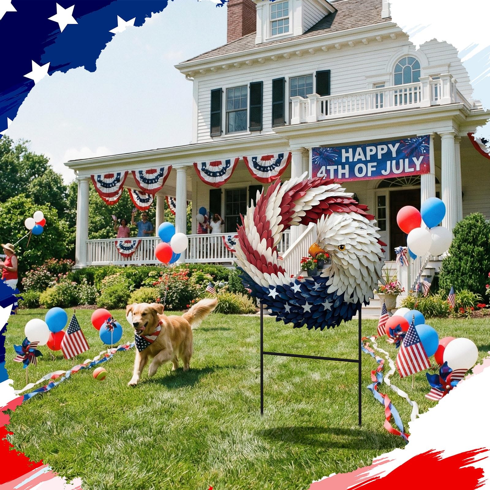 4th of July Decorations for Outdoor, Patriotic Eagle Metal Garden Stake, 250t…