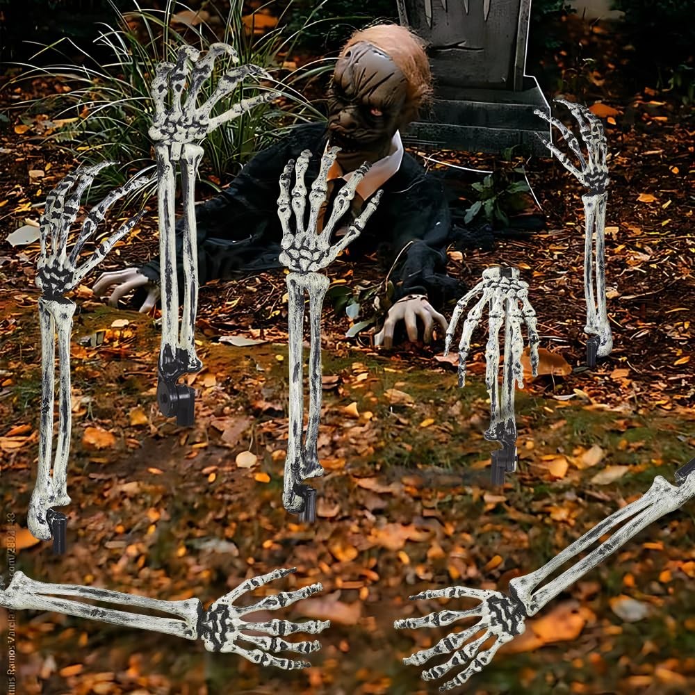 10 PCS Halloween Skeleton Arms Decoration Realistic Skeleton Hands for Garden…