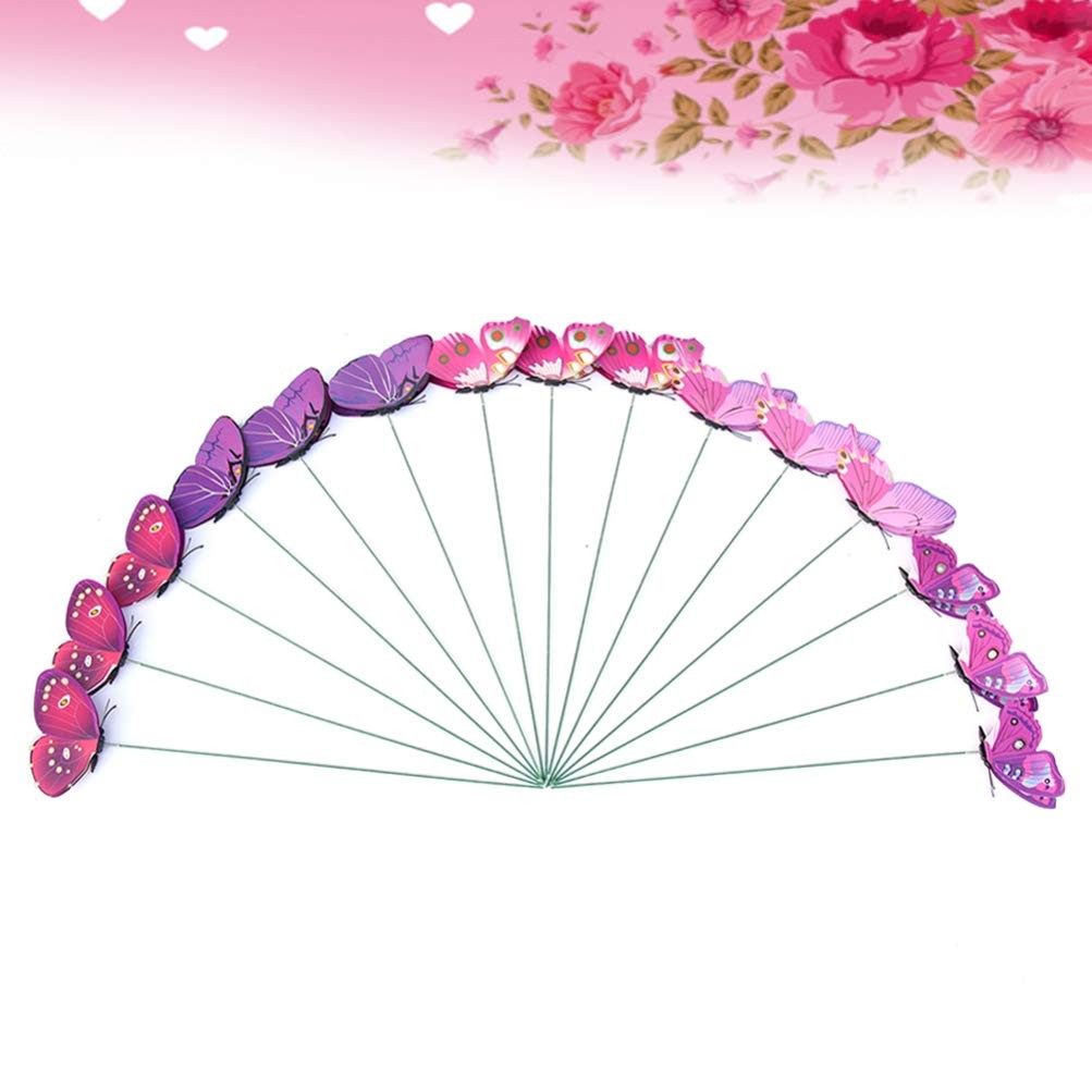 24pcs Butterfly Stakes Flower Garden Stakes for New Year Garden Patio Lawn De…