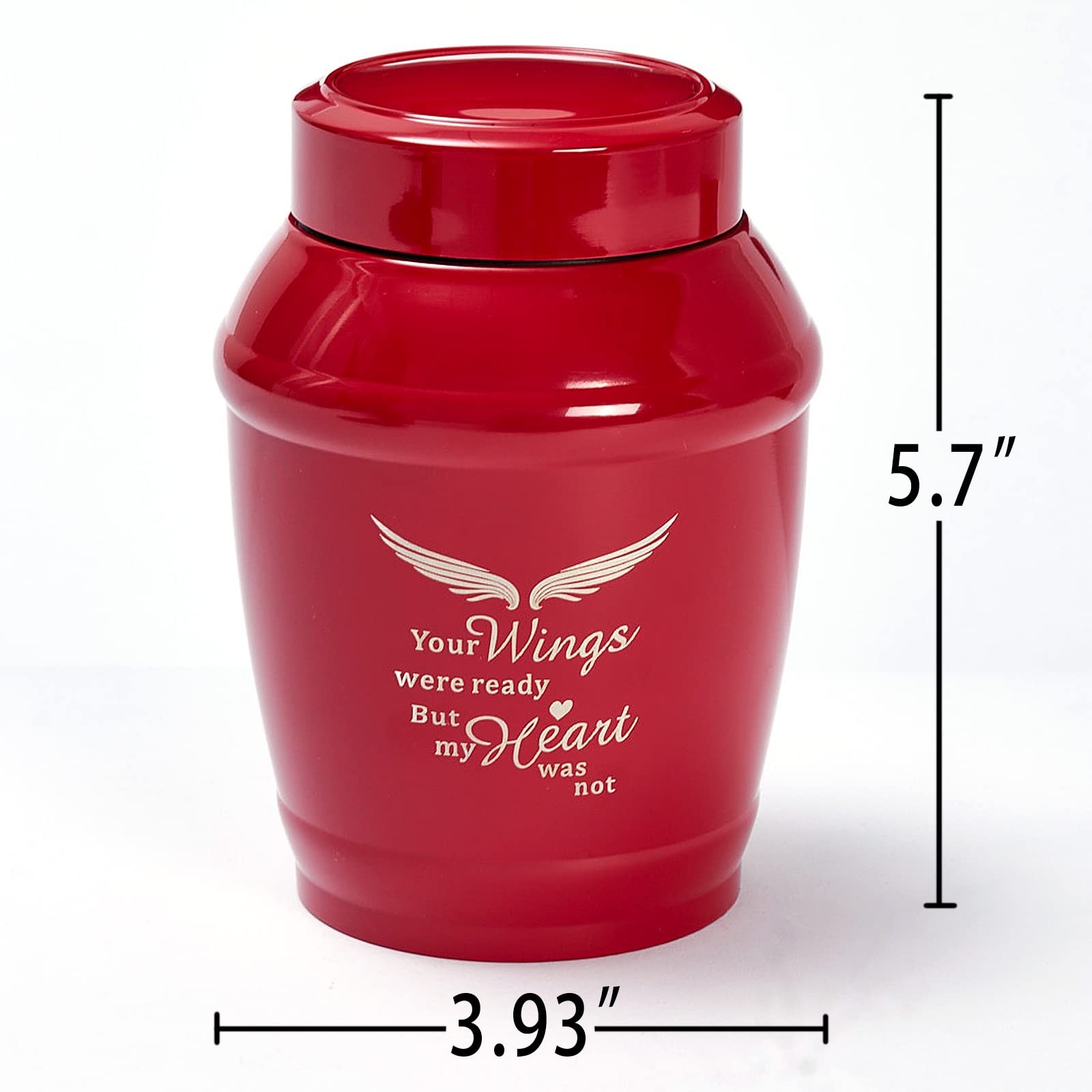 5.7 inch Red Cremation Angel Urn for Human Ashes Adult Female Male Mom Dad