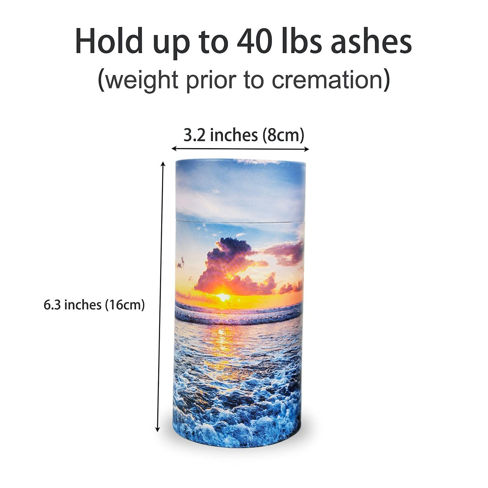 Set Of 2 40 Lbs Small Eco Scattering Tube Urn For Human Ashes Biodegradable Deco