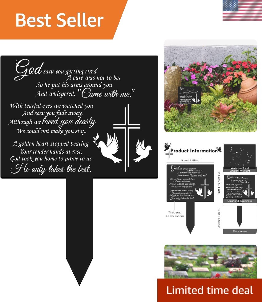 Elegant Waterproof Acrylic Memorial Plaque Stake with Dove Design for Graves