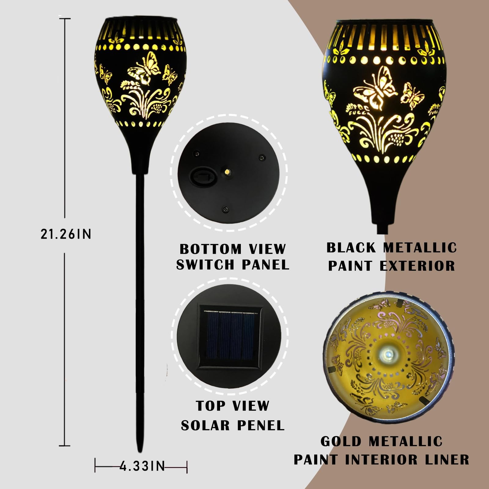 Butterfly Solar Garden Stake Lights Waterproof – 21 inch Metal Solar Garden L…