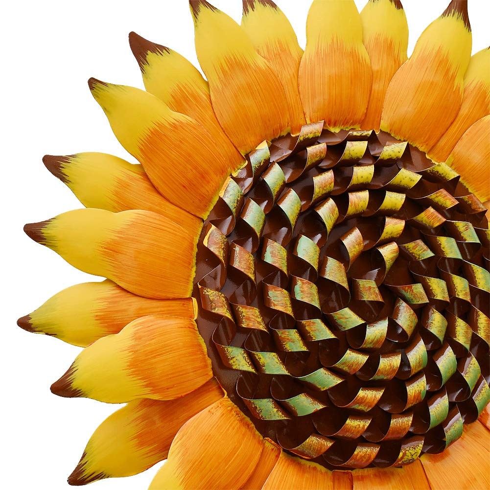 33.5″ H Sunflower Garden Stake with Black Crow Outdoor Yard Decor, Rustic Met…