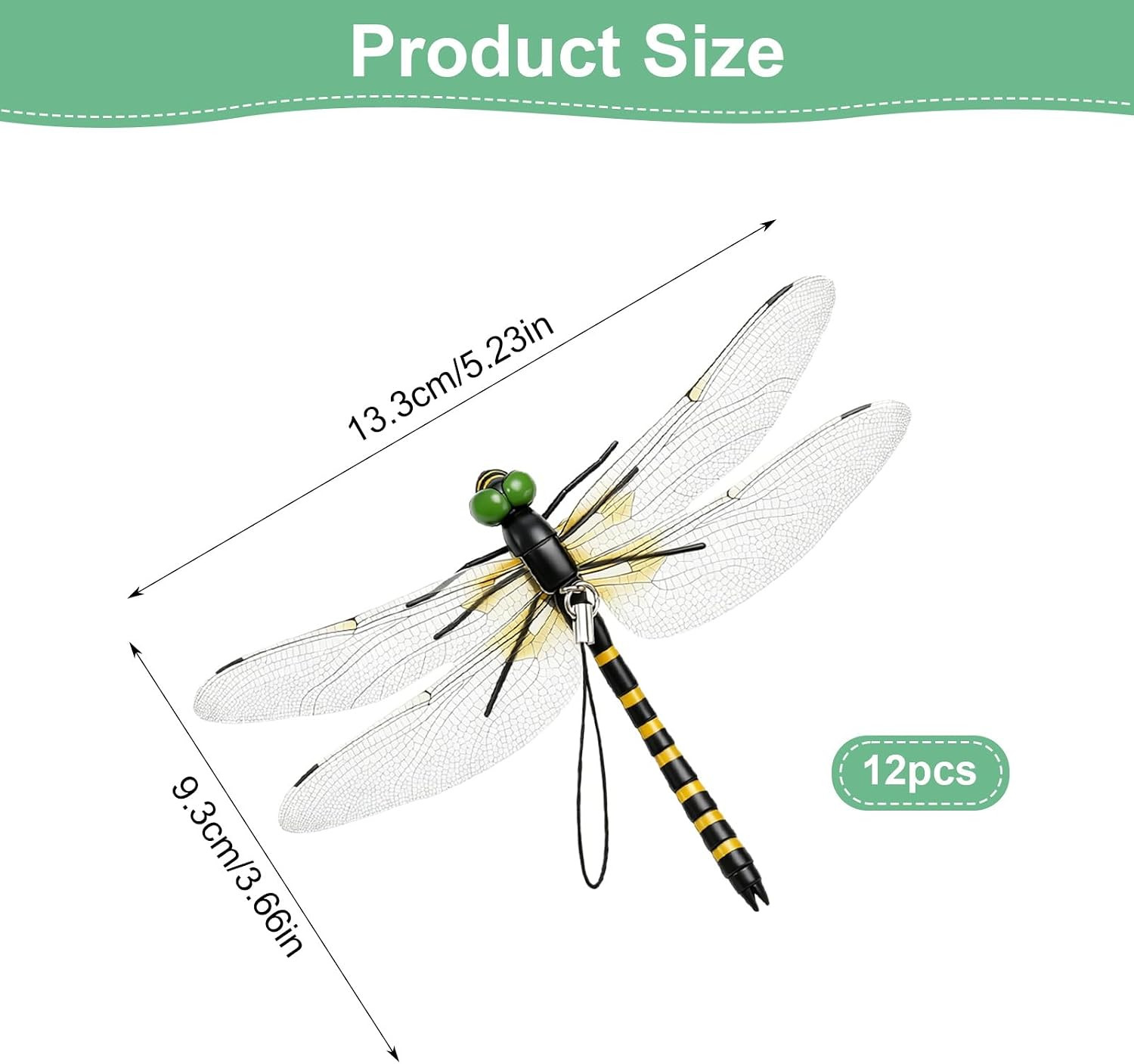 Dragon Fly Clips, 12 PCS Lifelike Fake Dragonflies 3D Artificial Dragonfly Garde