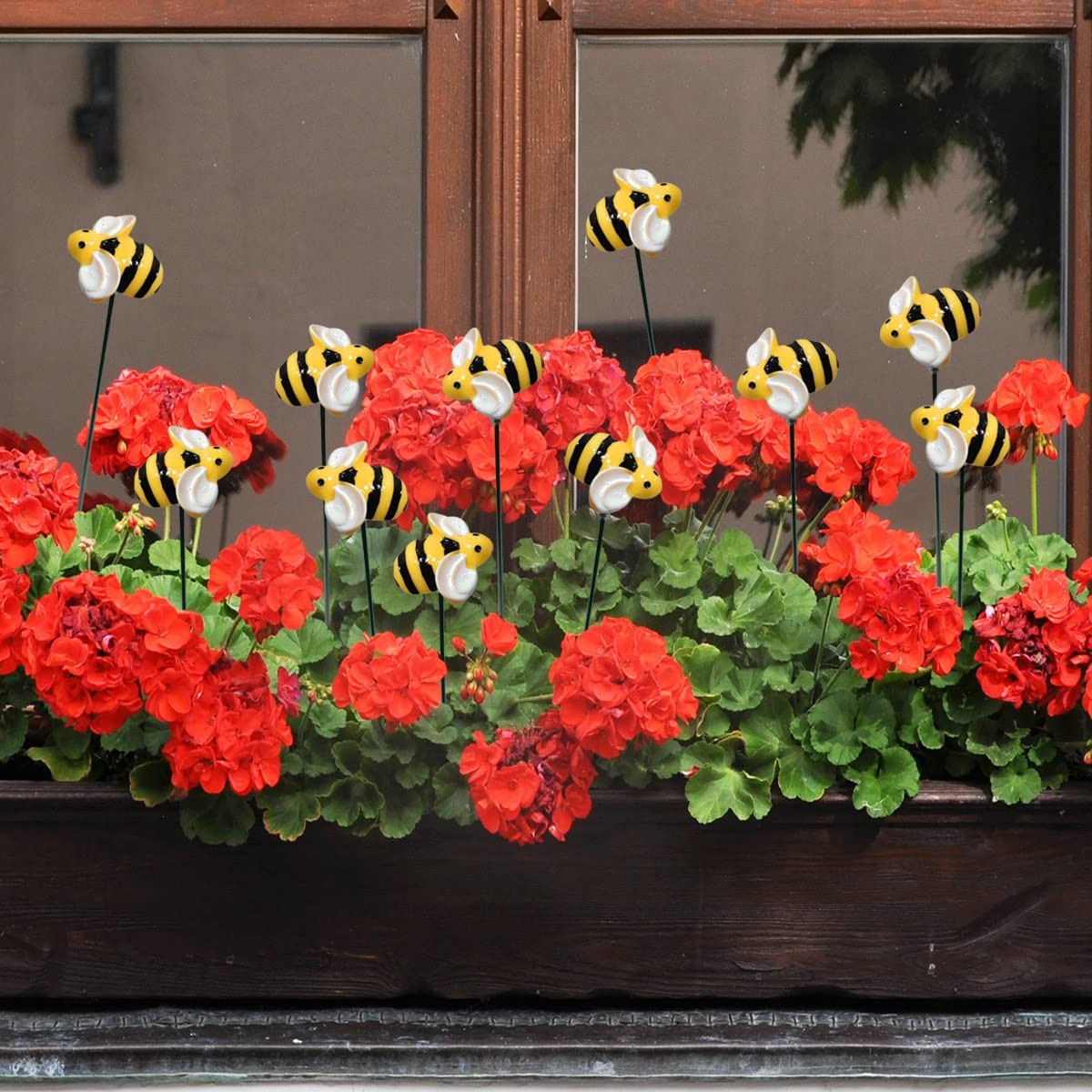 10Pcs Bee Garden Stakes Decor Metal Yard Art Ornaments Front Yard Art Stick F…