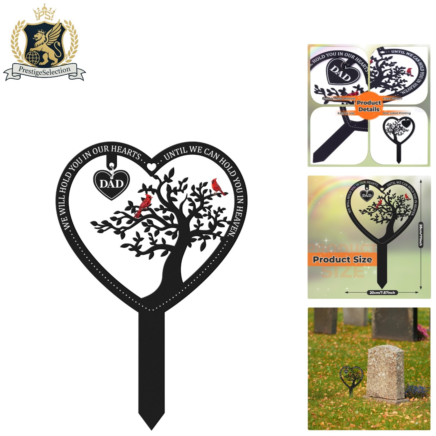 Faithful Remembrance Sign – Dad Heart Cemetery Marker, Metal 11×7.9 for Outdoors