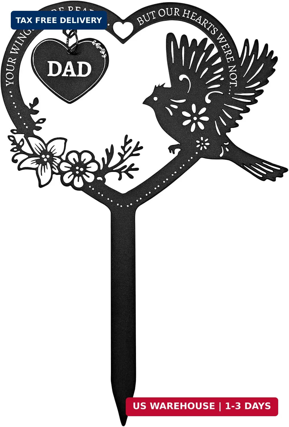 Grave Decorations for Cemetery, Dad Memorial Grave Marker, Heart Metal Plaque St