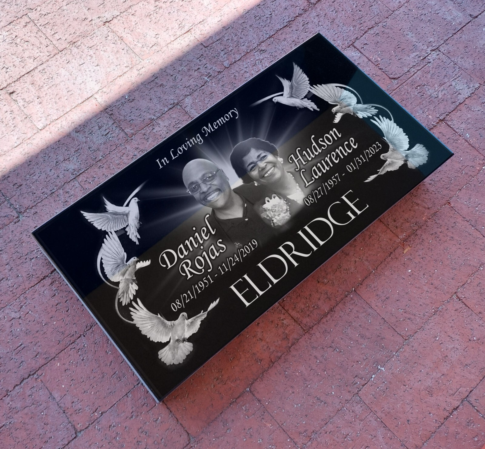 12x24x0.45 inch Human Headstone, Tombstone, Grave Marker, Diamond Engraved