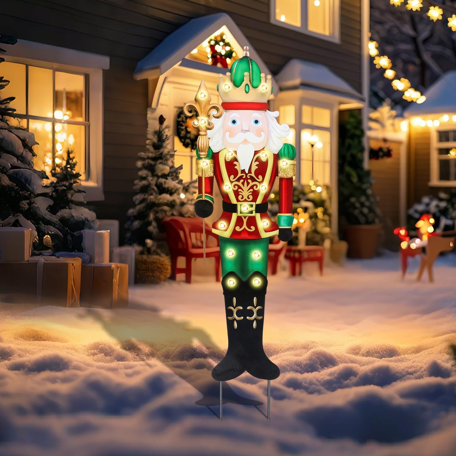 Outdoor Nutcracker Christmas Yard Stakes, Metal Yard Signs, Led Light Soldier…