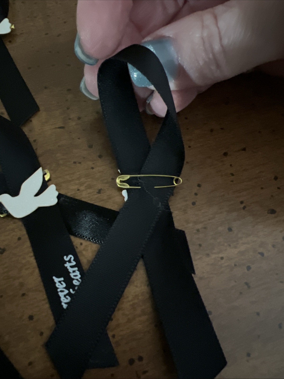 Black Memorial Ribbons (Lot Of 26) “Forever In Our Hearts”