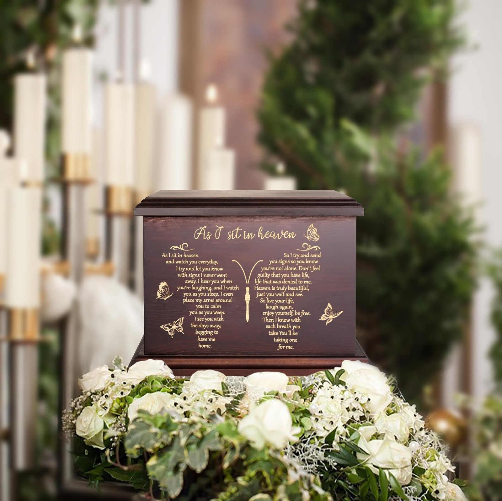 Cremation Memorial Urns for Human Ashes Adult Male Female, Wooden Box and Cas…