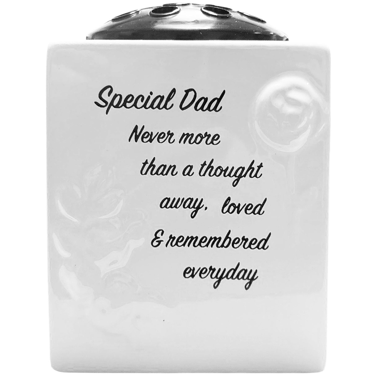 Memorial Rose Bowl Graveside Glazed Flower Vase with 3D Flowers – Dad