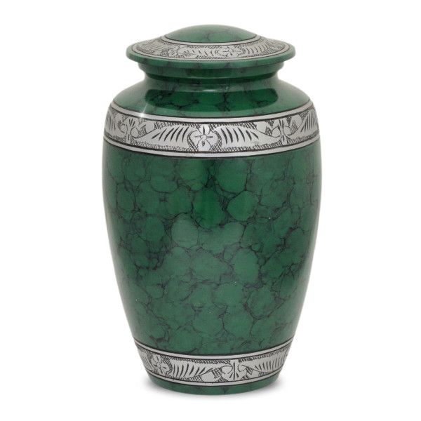 Large/Adult 190 Cubic Inch Green Fire Aluminum Funeral Cremation Urn for Ashes