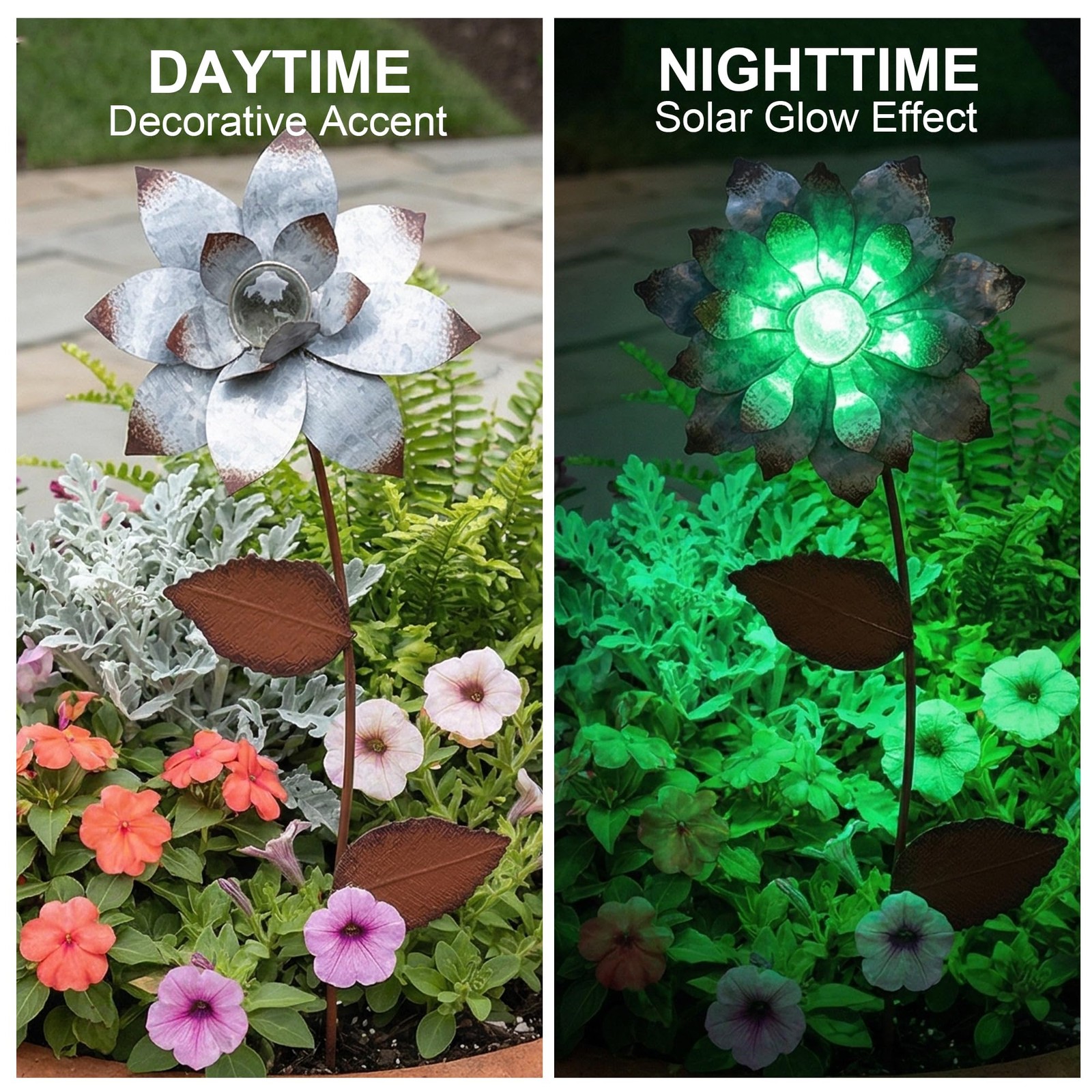 Garden Stakes Decorative, Metal Flowers for Outside, Glow in Dark Yard Lawn O…