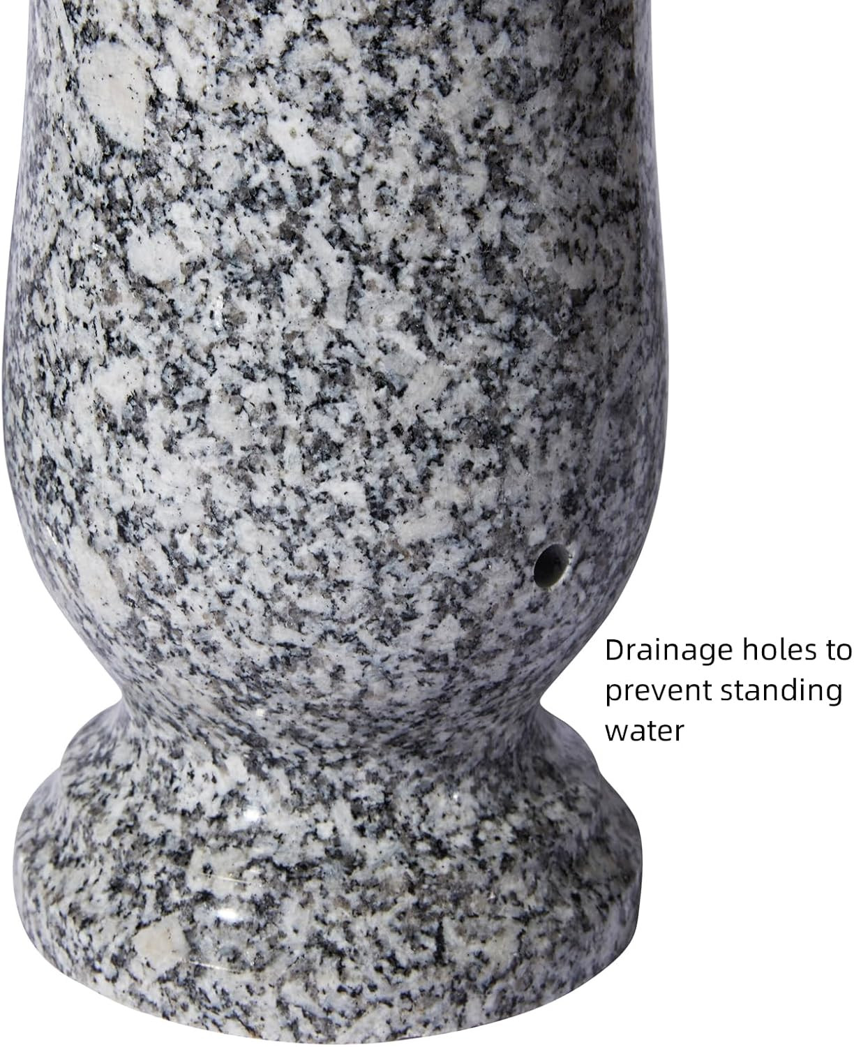 Granite Cemetery Vase for Grave Heavy 9.2 Lbs Windproof 3 Inch Opening | Natural