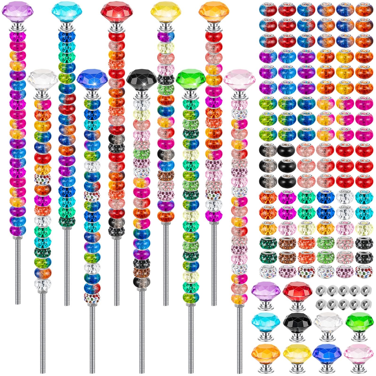 230 Pcs Beaded Garden Stakes, DIY Fairy Wand Garden Stake Beads Kits with 200…