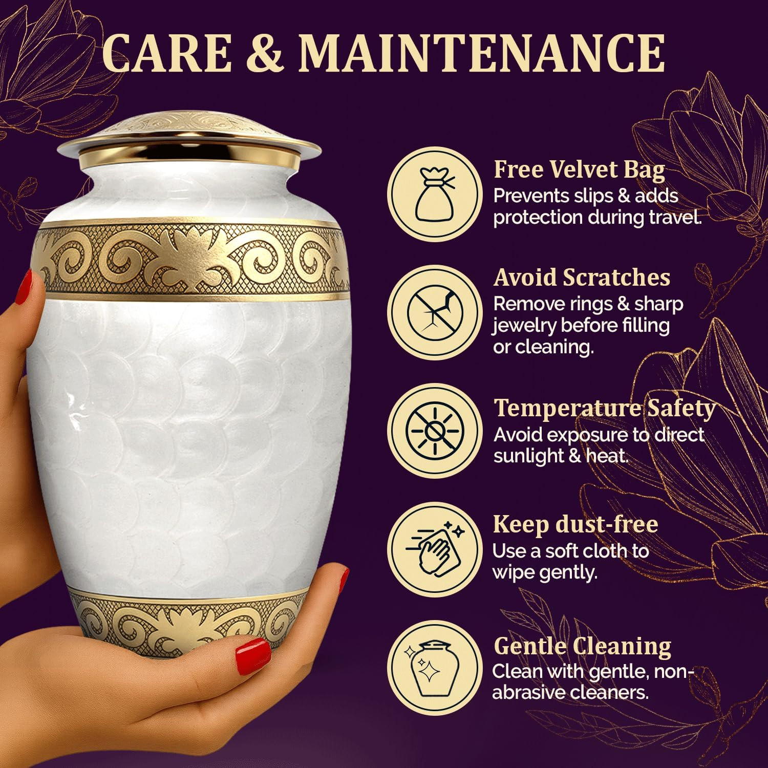 Urns for Human Ashes Adult Female/Male – Handcrafted Cremation Urn for Ashes – E