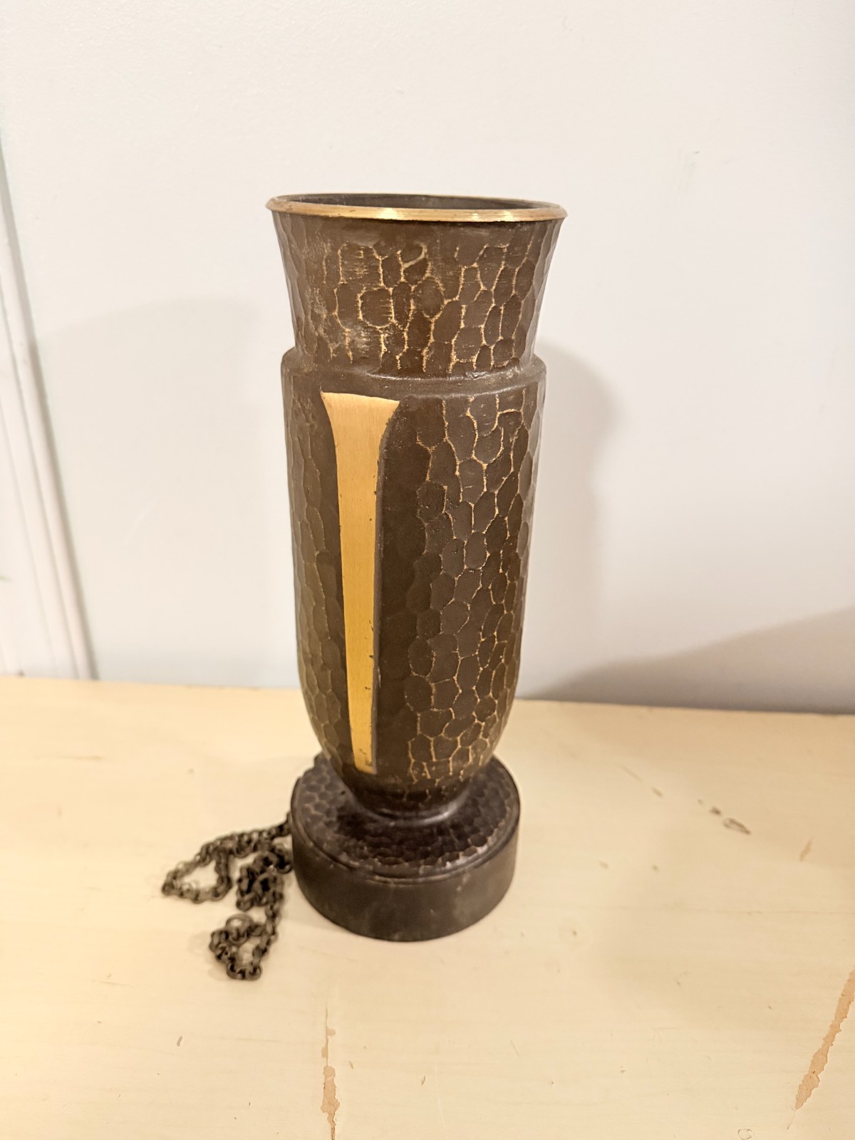 Solid Hammered Bronze Cemetery Memorial Flower Vase Tulip Shape Funeral