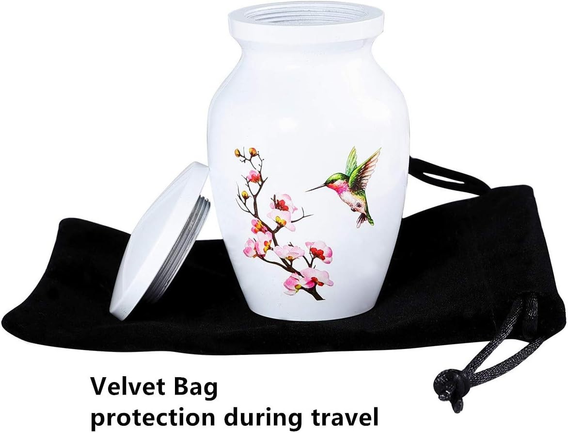 Compact Hummingbird Memorial Urns – 3 Cubic Inches, Set of 4 with Velvet Bags