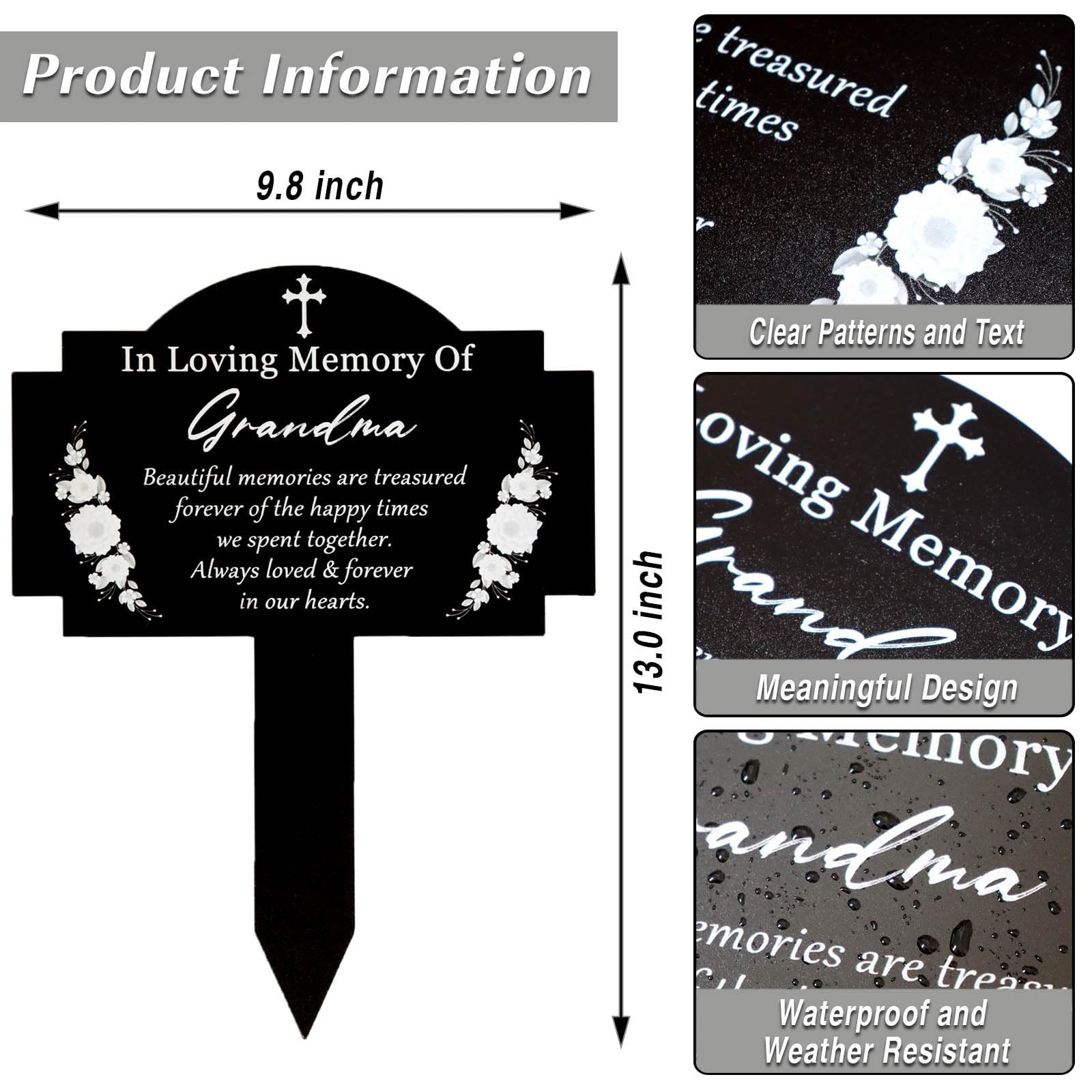 Cemetery Grave Marker Stakes Waterproof Memorial Plaque for Outdoor Use