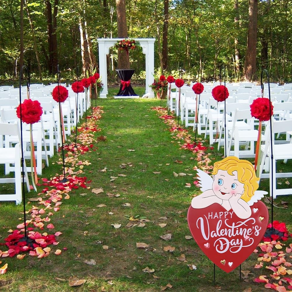 Valentines Day Decorations Outdoor, 26″ Metal Cupid Decorative Garden Stakes …