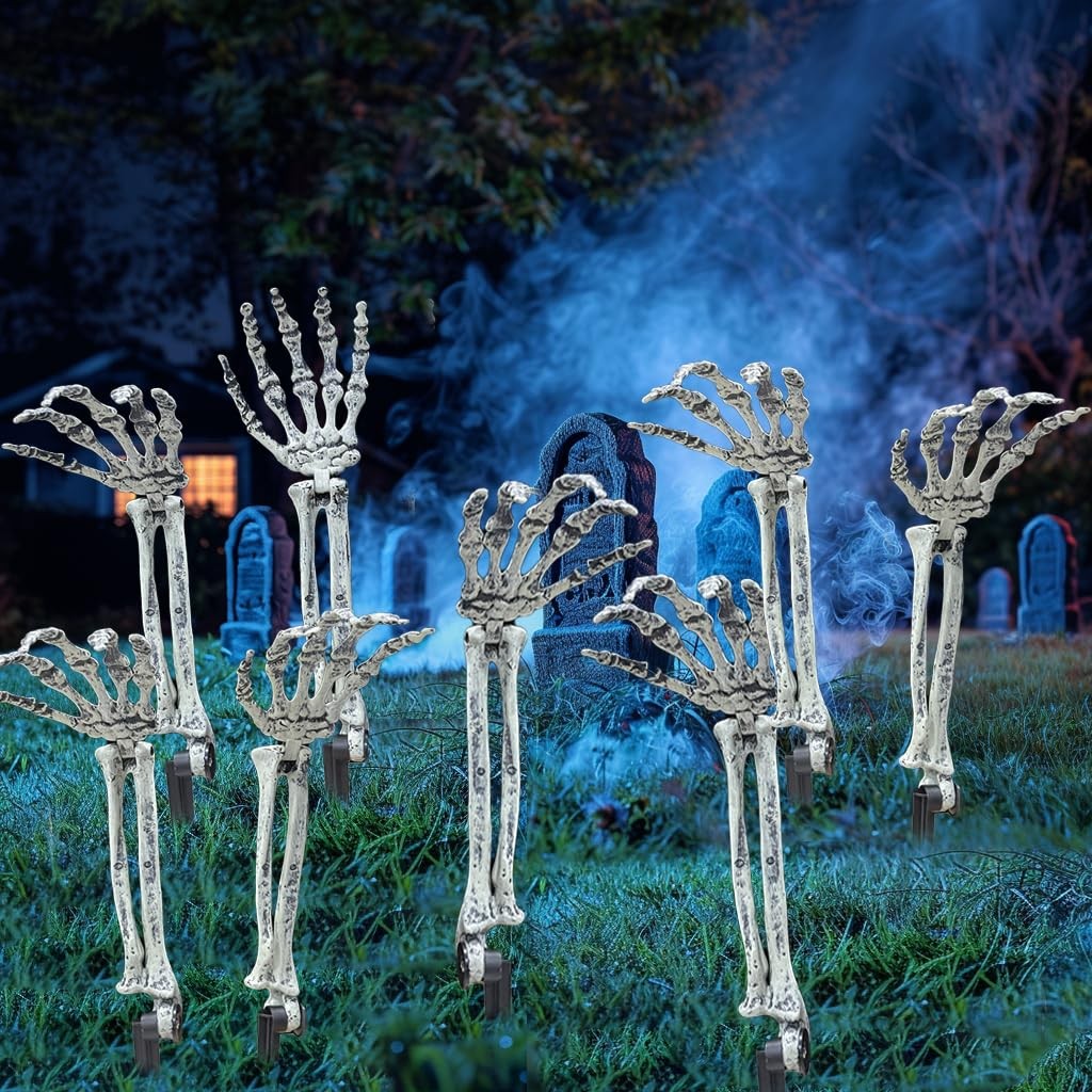 8 PCS Realistic Skeleton Arm Stakes Halloween Decoration For Lawn Yard Garden