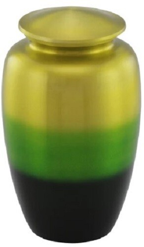 At Peace Memorials Yellow & Green Ombre Cremation Urn for ashes 200 CI