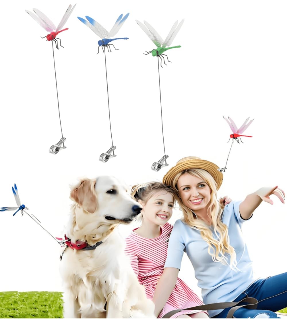 3 Pack Dragonfly Clip,3D Garden Stakes Decor,Dragonfly Humming 3pcs