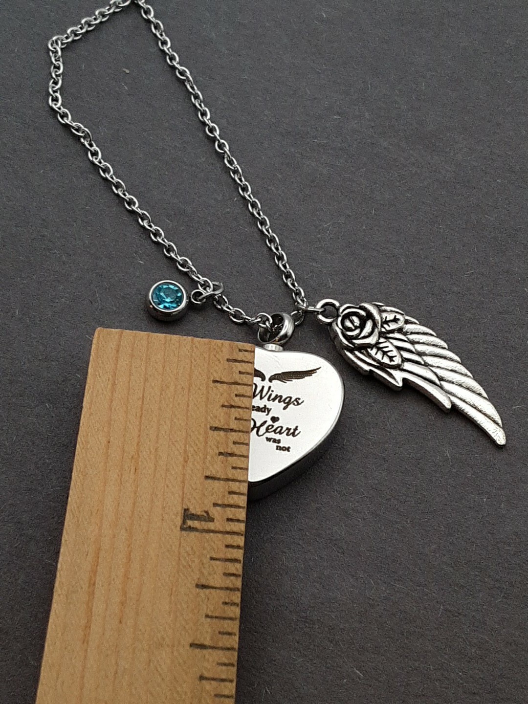 Steel Memorial Urn Pendant Necklace Cremation Jewelry for Ashes Heart Wings