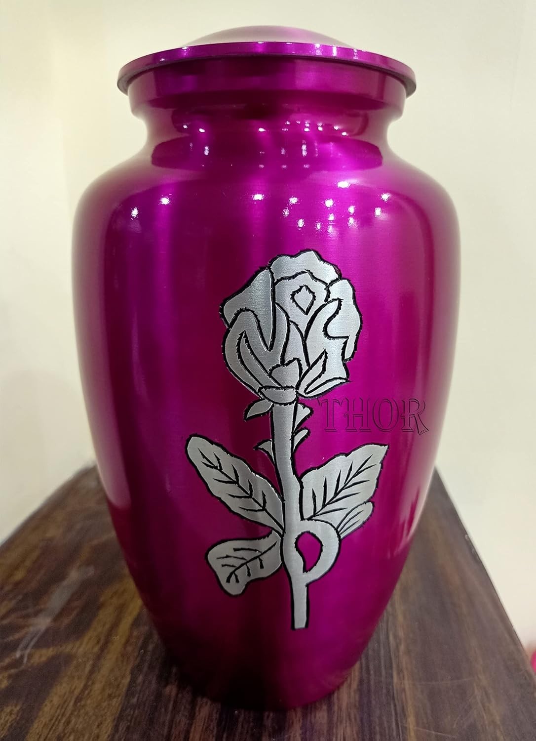 Large Pink & Silver Rose Patterned/Urn for Adult Urns Rose Cremation Urn/Colorfu