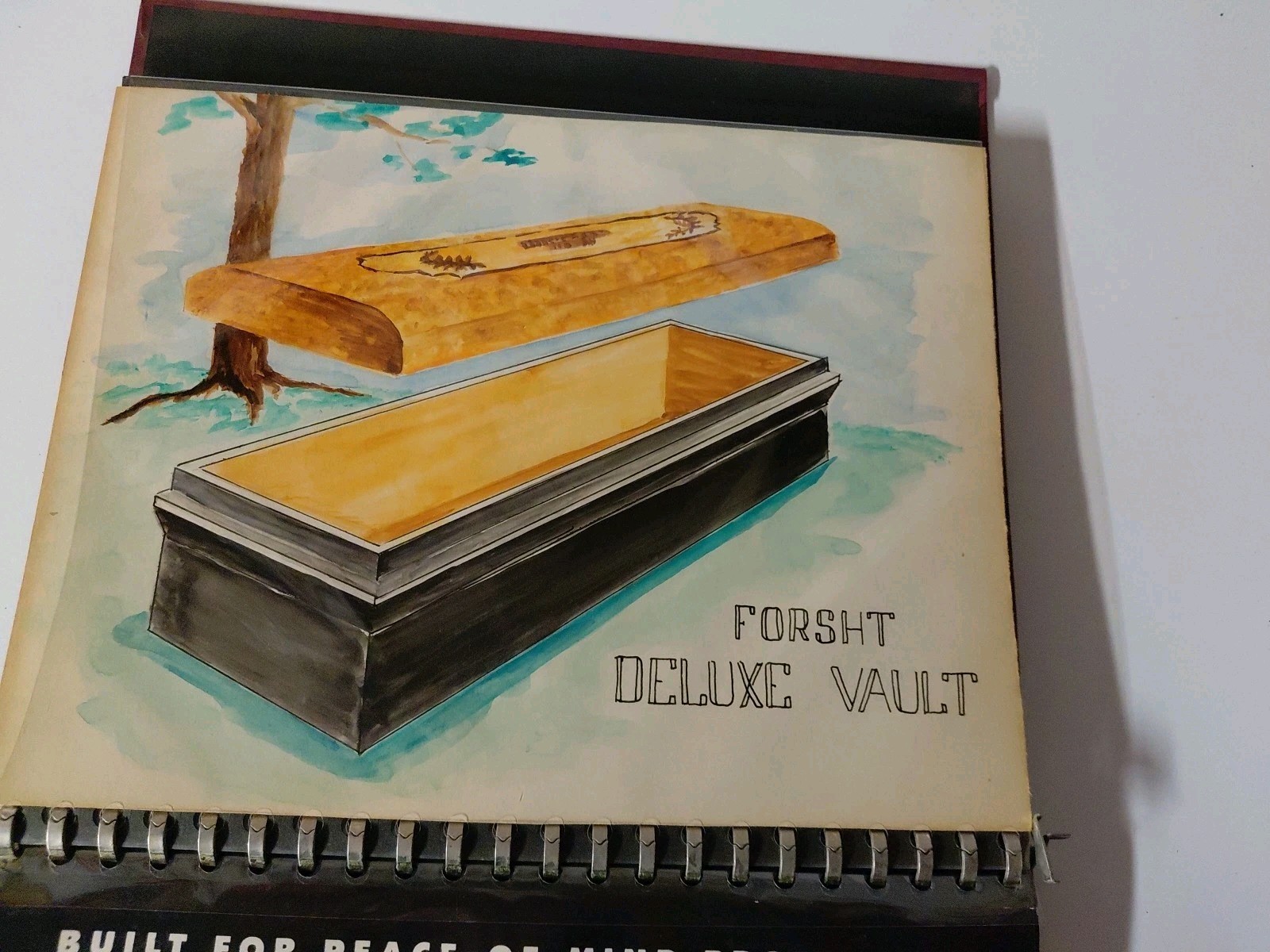 1953 Vtg FORSHT Concrete Vault Casket Altoona Pa+Artist Hand Painted Catalog
