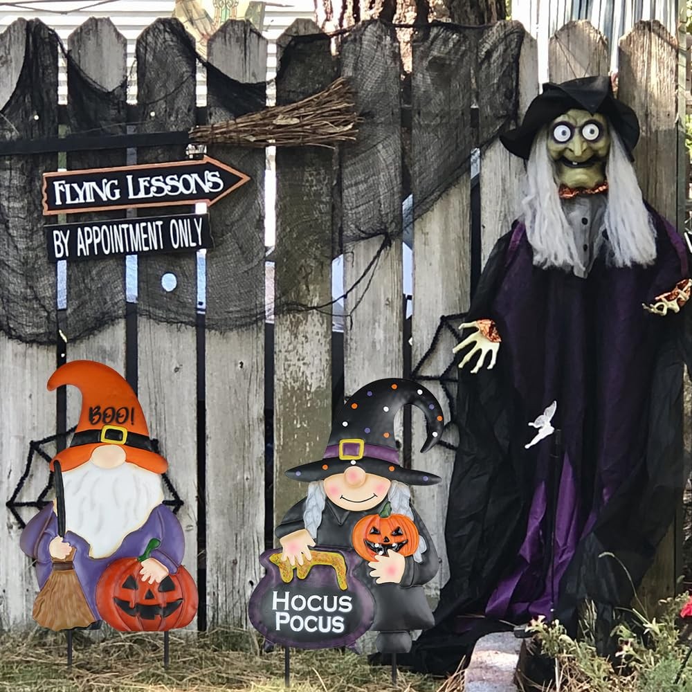 Metal Decorative Garden Stakes with Pumpkins Outdoor Halloween Decor for Home