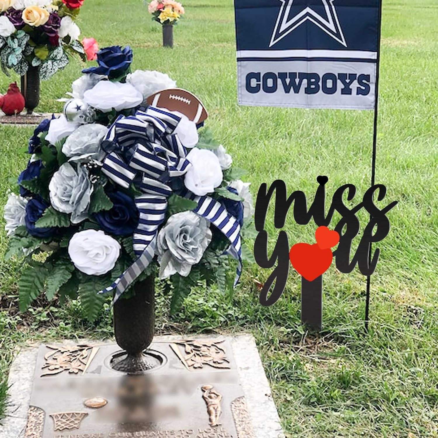 13.8 X 7.9 Inches Large Cemetery Decorations for Grave, Miss You Memorial Grave