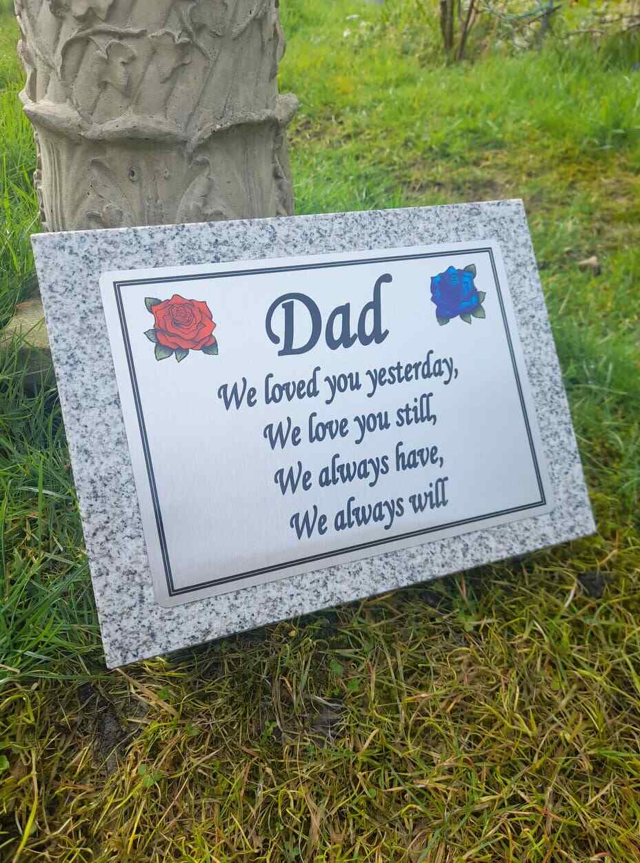 Personalised Granite Memorial Grave Plaque Dad Mum Grave Stone Slanted Remembran