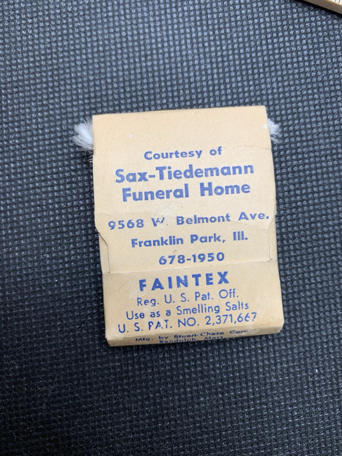 Vintage Smelling Salts Funeral Home Faintex Advertising Unused Franklin Park IL