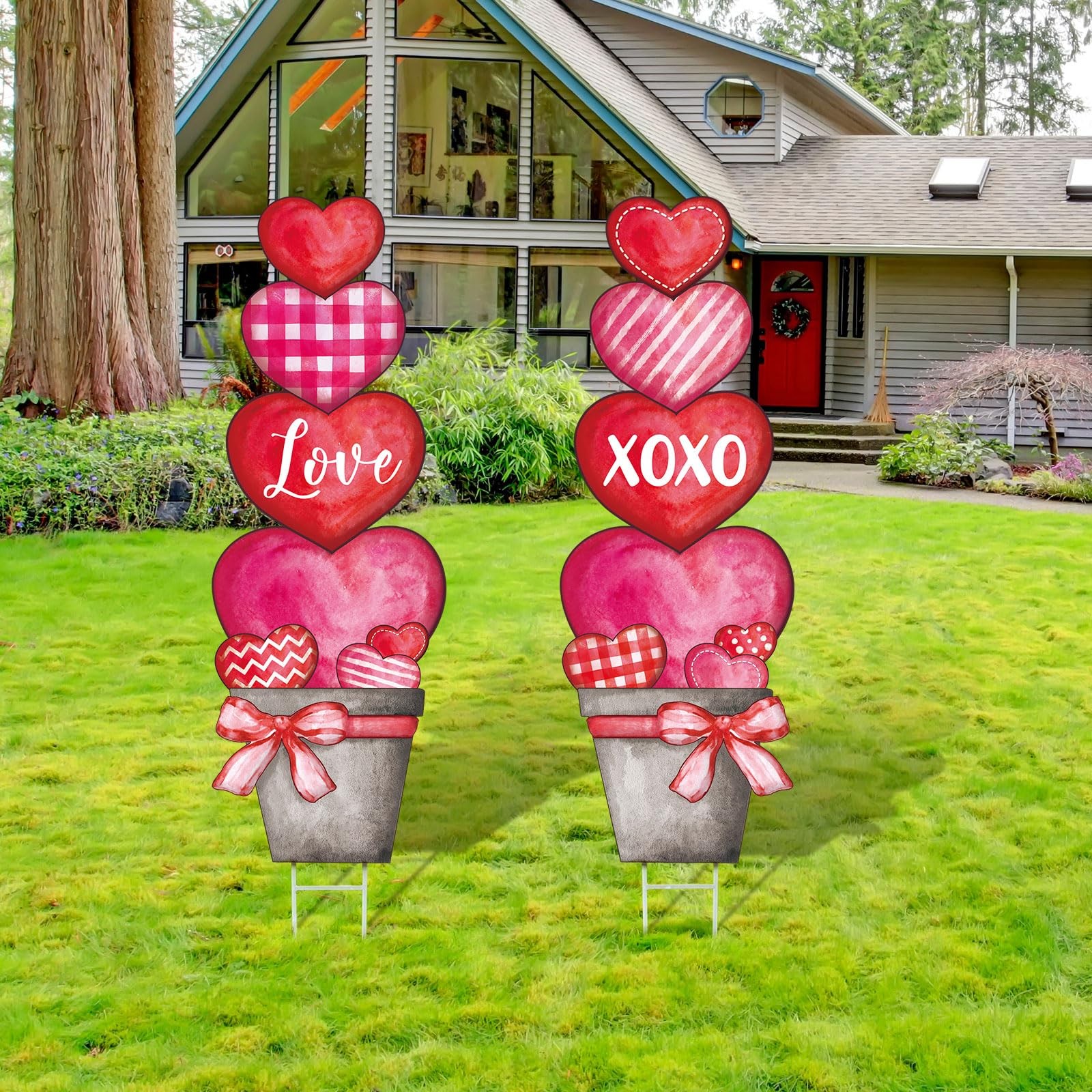 Valentine’s Outdoor Yard Signs Large Metal Heart Decor for Lawn & Garden