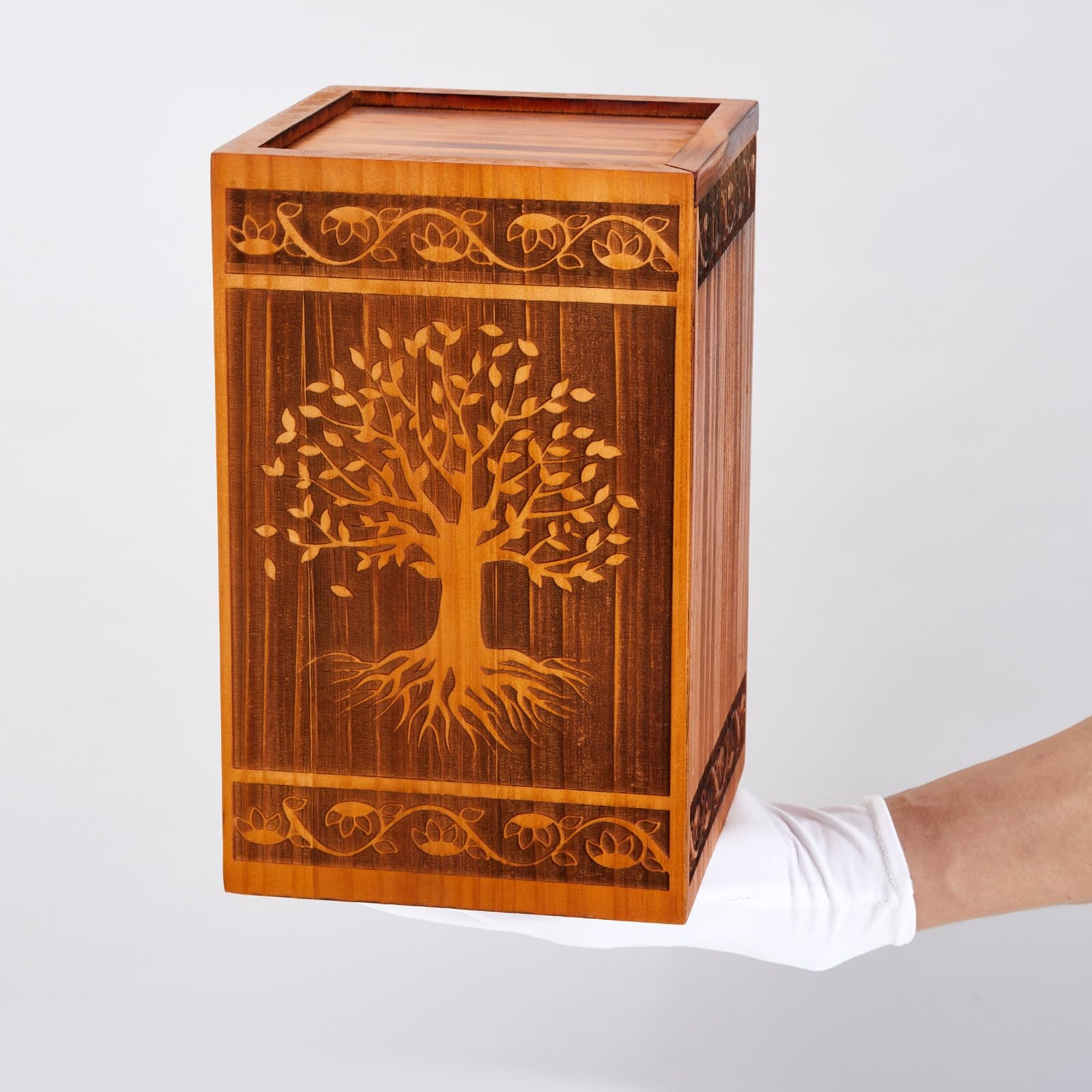 Cremation Wooden Urns for Human Ashes Adult Male Female, Large Wood Memorial Urn