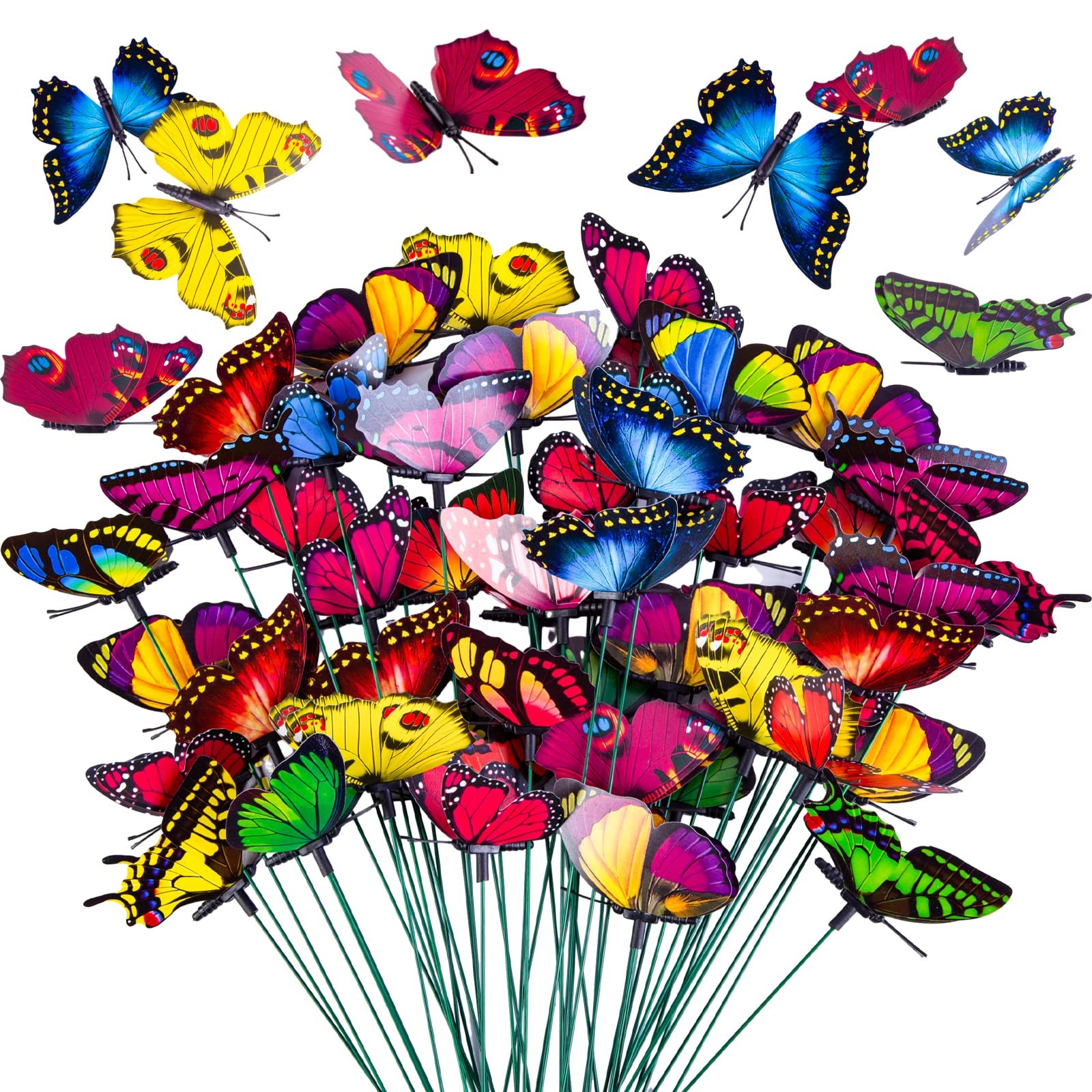 50PCS Butterfly Garden Decorations, 11.8 inch Butterfly Stakes Ornaments Arti…