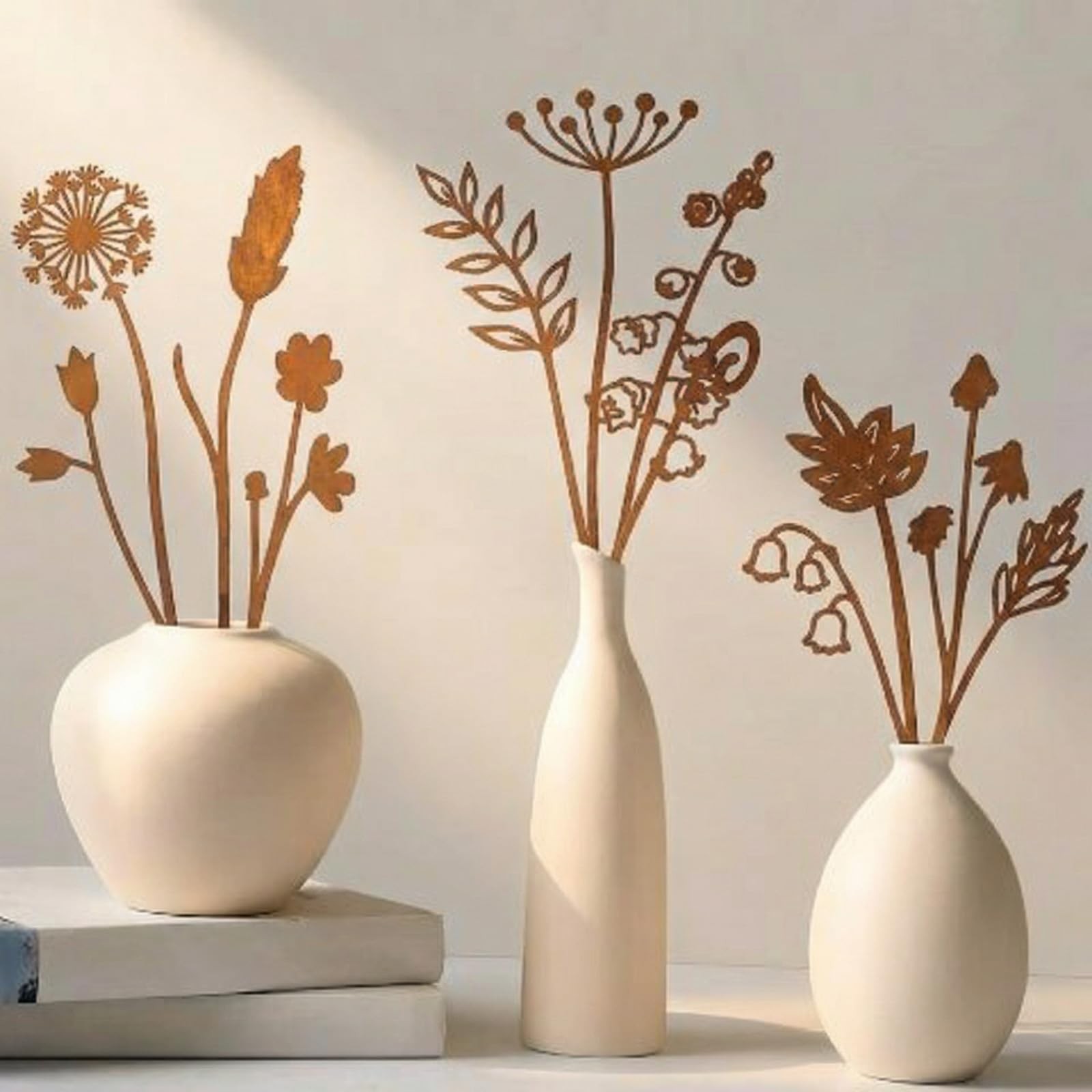 Estacas para flores de jardín – Estacas rústicas de metal oxidado a mano